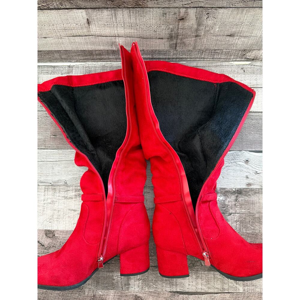 Dream Paris Jennifer-1 Red Tall Full Zip Silver Bling Boots Women’s 5.5 NIB Gift - Picture 8 of 10